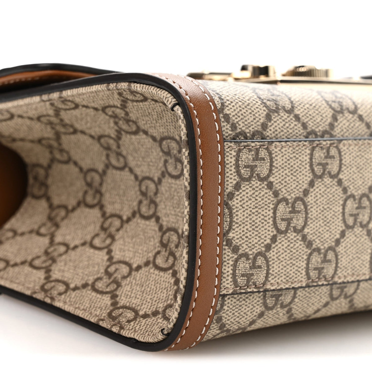 GG Supreme Monogram Small Padlock Top Handle Shoulder Bag Beige Ebony Dark Brown product image 9, provided for visual