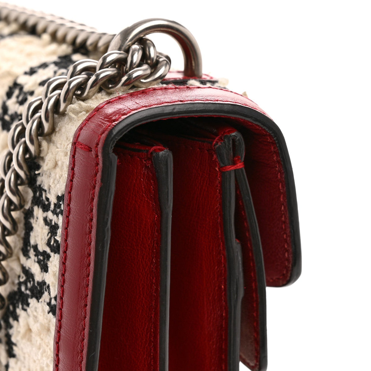 Tweed GG Monogram Small Dionysus Shoulder Bag White Black Romantic Cherry product image 12, provided for visual reference