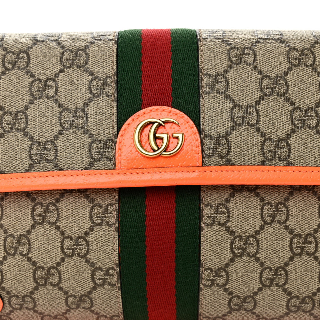 GG Supreme Monogram Web Small Ophidia Belt Bag Beige Ebony Orange Fluo product image 8, provided for visual reference and