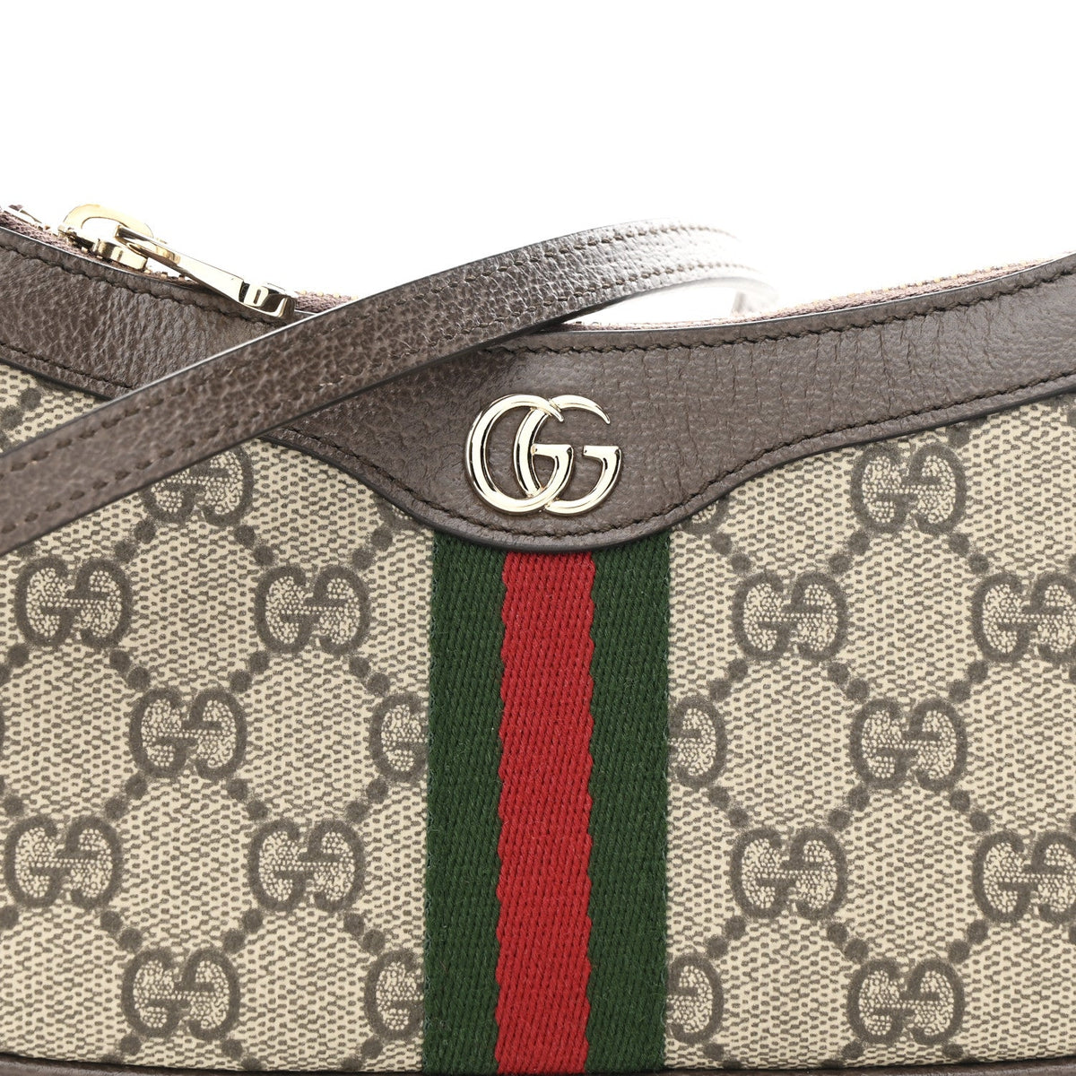 GG Supreme Monogram Textured Dollar Calfskin Web Mini Ophidia Shoulder Bag Beige Ebony New Acero product image 7, provided