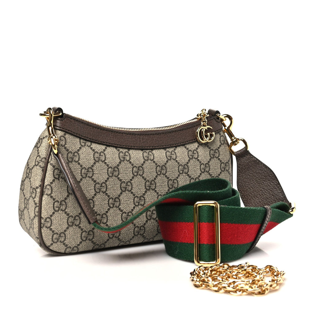 GG Supreme Monogram Textured Dollar Calfskin Web Small Ophidia GG Handbag Beige Ebony New Acero product image 3, provided