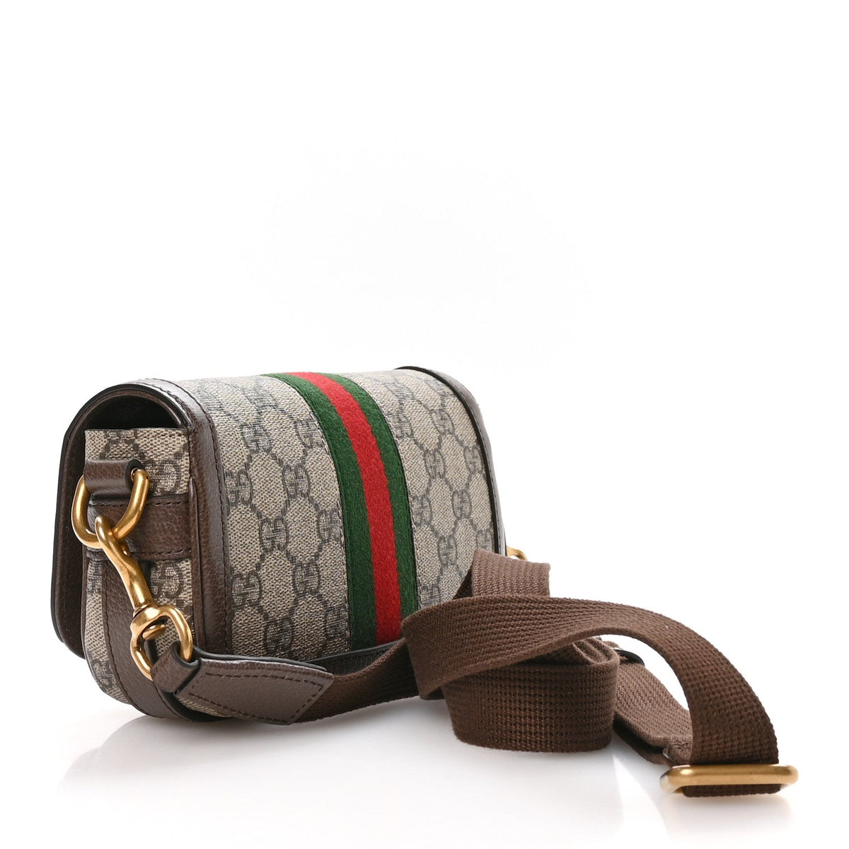 GG Supreme Monogram Web Mini Ophidia Flap Shoulder Bag Brown product image 3, provided for visual reference and product