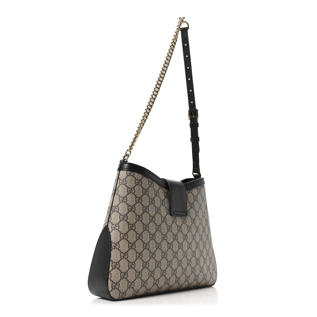 GG Supreme Monogram Medium Padlock Shoulder Bag Black product image 2, provided for visual reference and product detail
