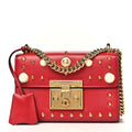 Calfskin Studded Small Padlock Shoulder Bag Hibiscus Red product image 1, provided for visual reference and product detail