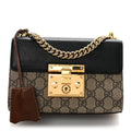 GG Supreme Monogram Calfskin Small Padlock Shoulder Bag Beige Black Cuir product image 1, provided for visual reference and