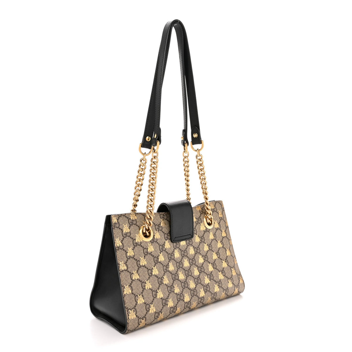 GG Supreme Monogram Bees Small Padlock Tote Beige Oro Black product image 3, provided for visual reference and product