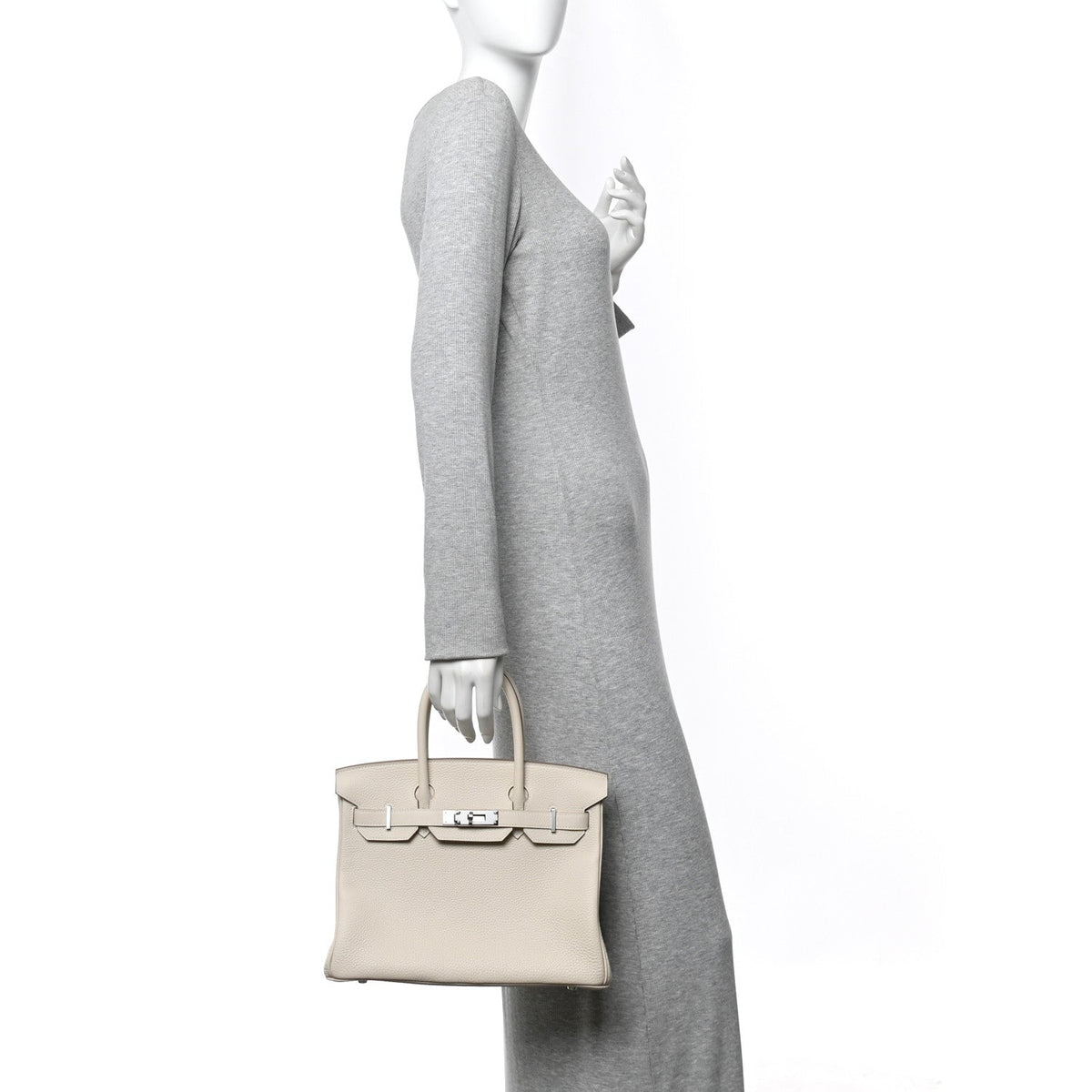 Taurillon Clemence Birkin 30 Craie product image 2, provided for visual reference and product detail review