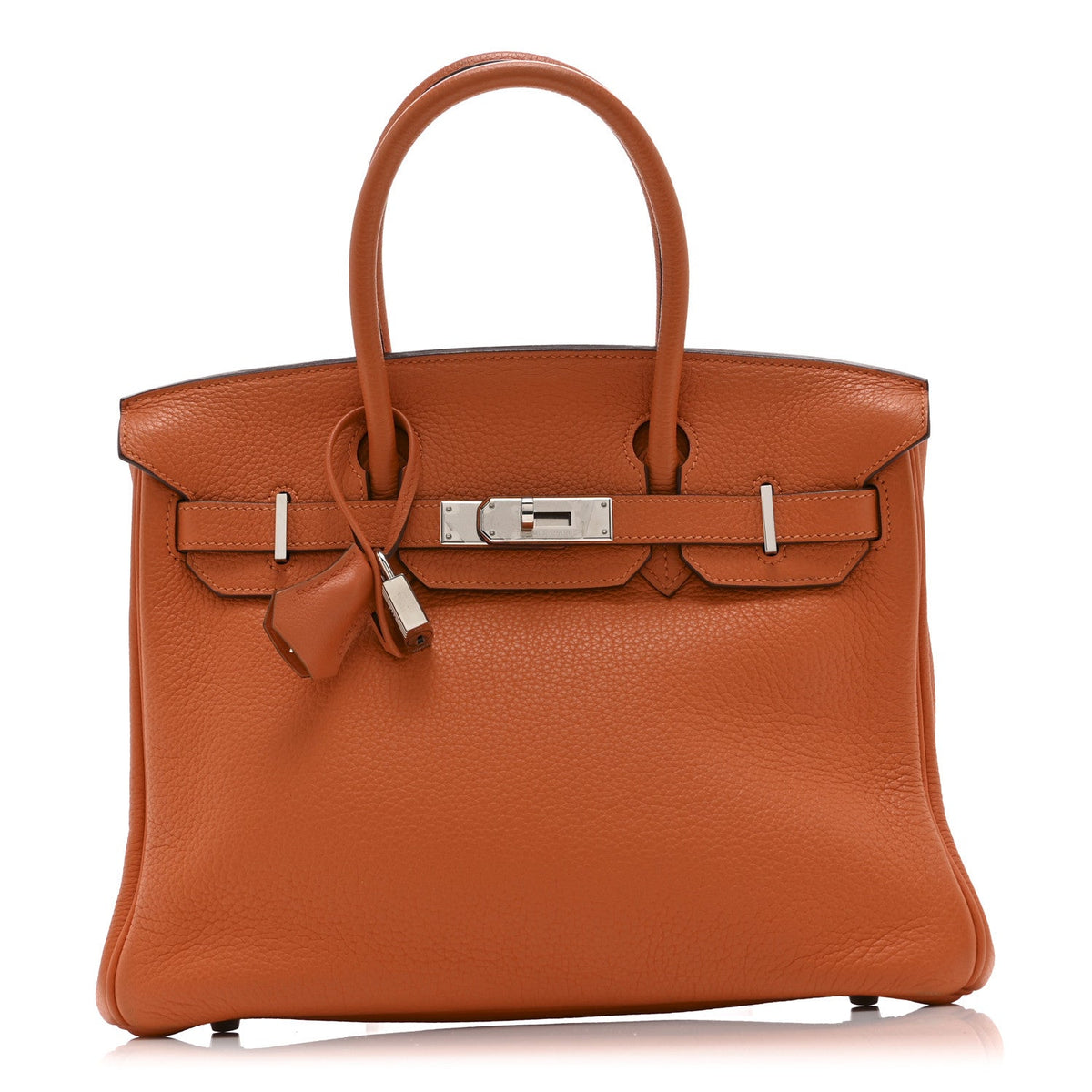 Taurillon Clemence Birkin 30 Orange product image 1, provided for visual reference and product detail review