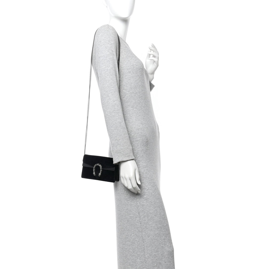Suede Super Mini Dionysus Shoulder Bag Black product image 3, provided for visual reference and product detail review
