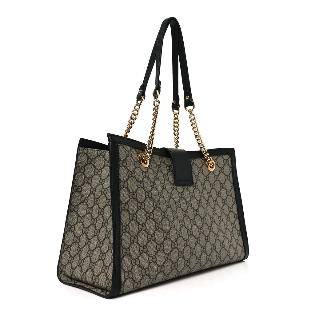 GG Supreme Monogram Medium Padlock Tote Black product image 3, provided for visual reference and product detail review
