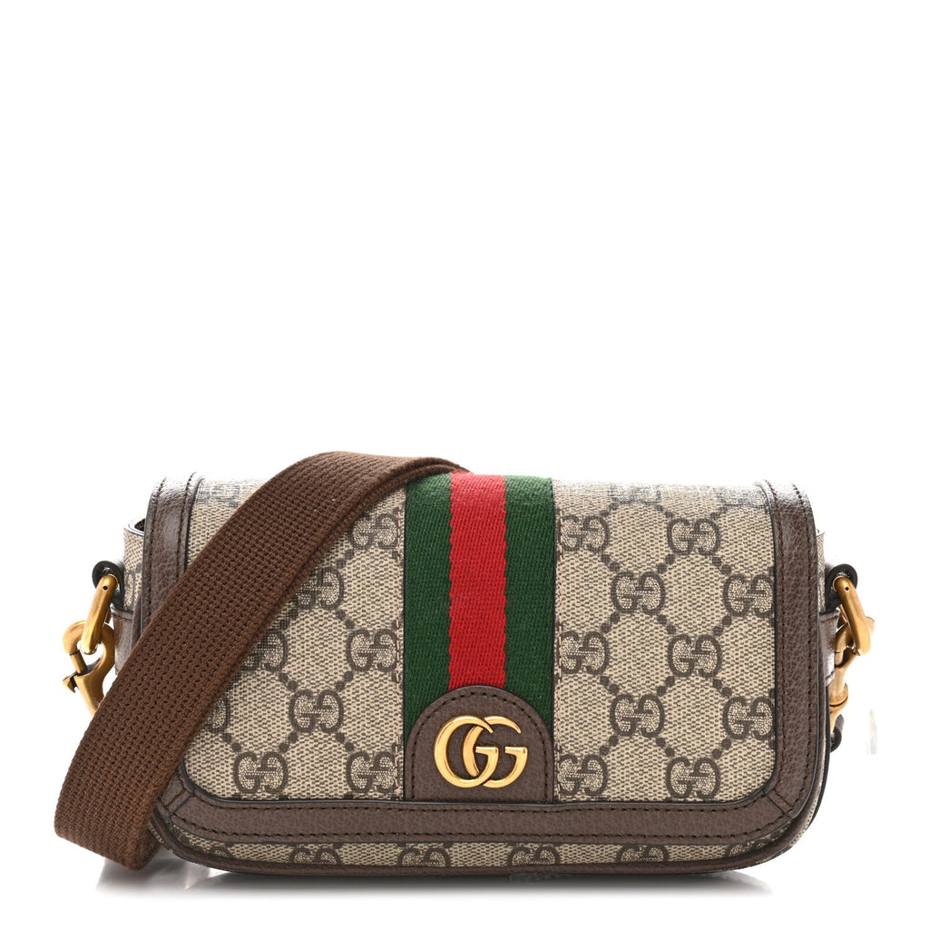 GG Supreme Monogram Web Mini Ophidia Flap Shoulder Bag Brown product image 1, provided for visual reference and product