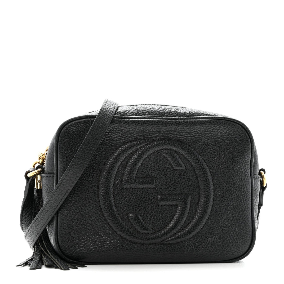 Pebbled Calfskin Small Soho Disco Bag Black product image 1, provided for visual reference and product detail review