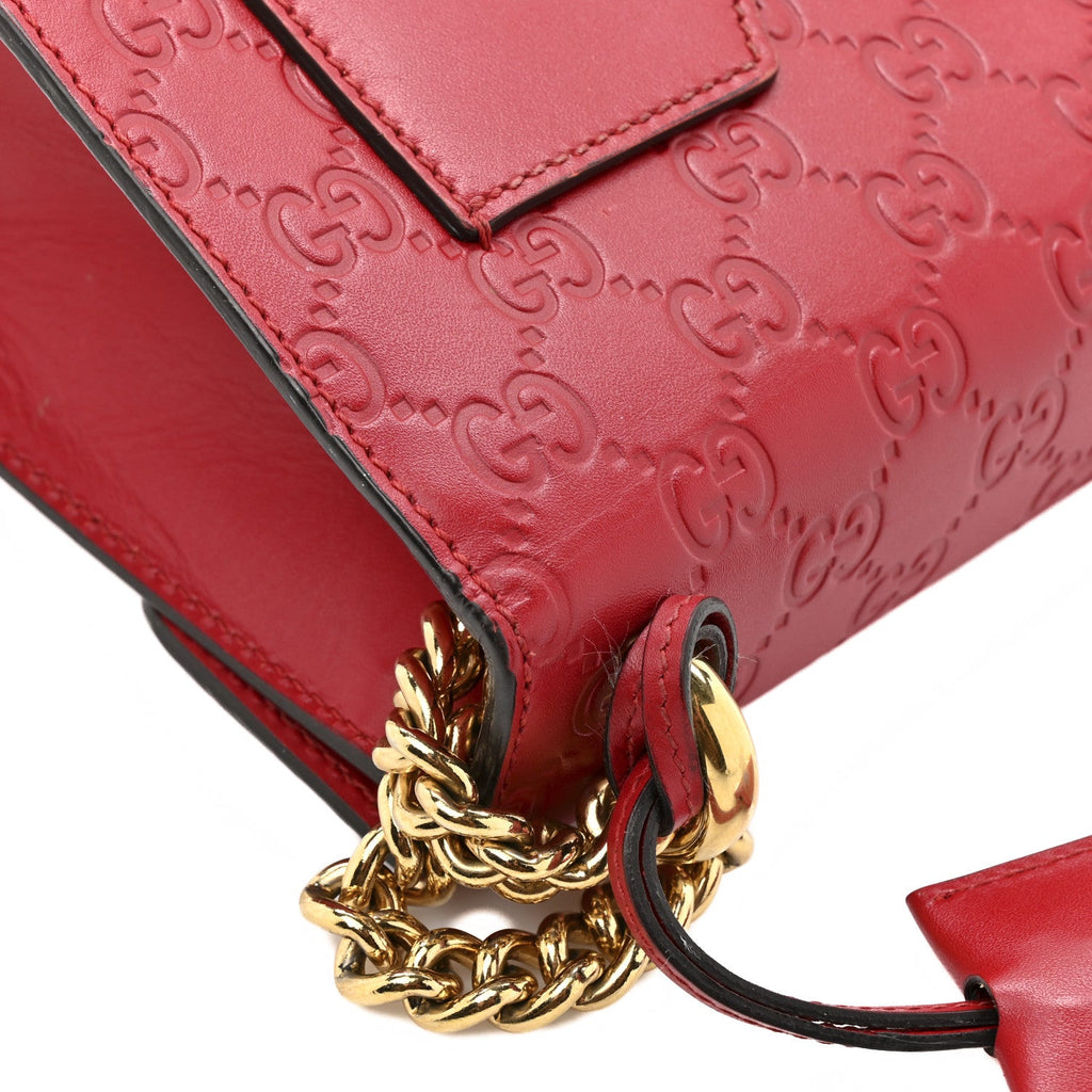 Guccissima Small Padlock Shoulder Bag Hibiscus Red product image 15, provided for visual reference and product detail review