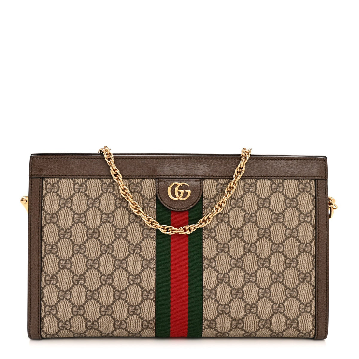GG Supreme Monogram Web Medium Ophidia Chain Shoulder Bag Brown product image 1, provided for visual reference and product