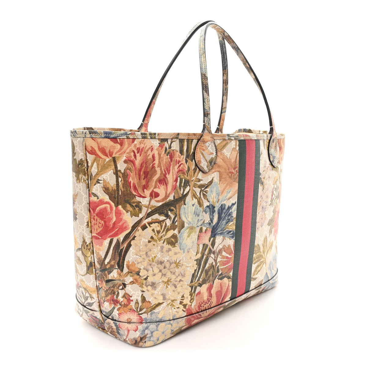 GG Supreme Monogram Water Flora Web Large Ophidia Tote Beige White Multicolor product image 3, provided for visual reference