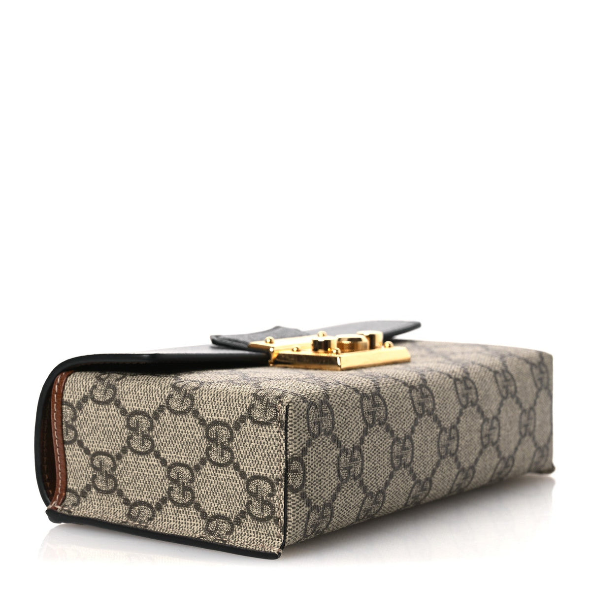 GG Supreme Monogram Calfskin Mini Padlock Top Handle Shoulder Bag Beige Black Cuir product image 4, provided for visual