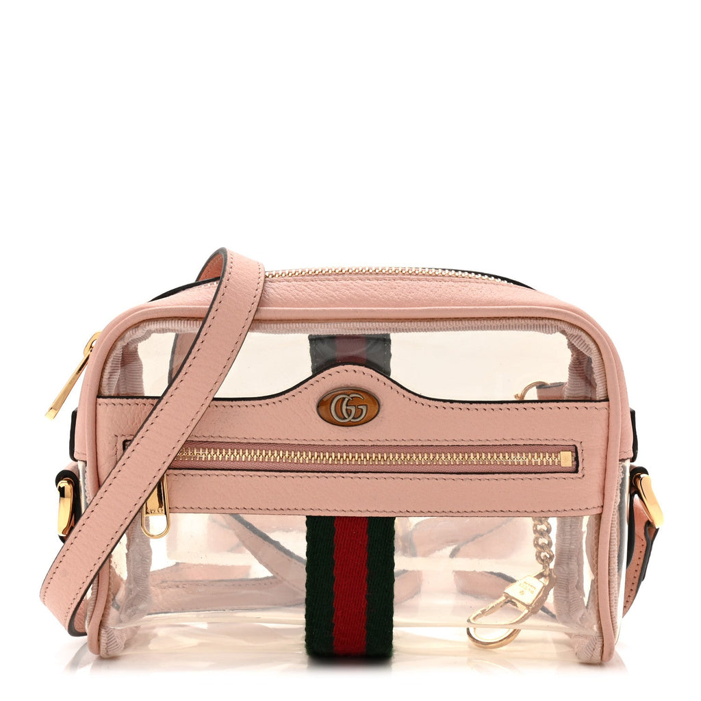 Vinyl Web Mini Ophidia Transparent Shoulder Bag Perfect Pink product image 1, provided for visual reference and product