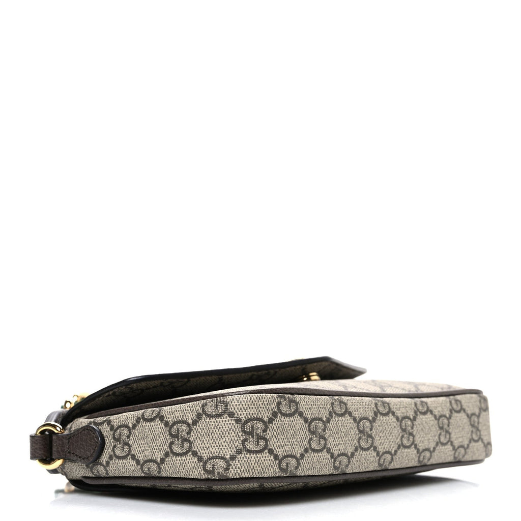GG Supreme Monogram Textured Dollar Calfskin Web Mini Ophidia Envelope Shoulder Bag Beige Ebony New Acero product image 4,