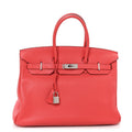 Taurillon Clemence Birkin 35 Bougainvillea product image 1, provided for visual reference and product detail review