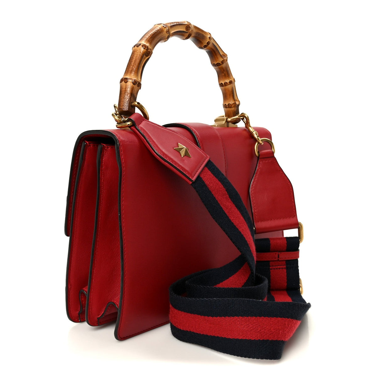 Calfskin Bamboo Web Medium Dionysus Top Handle Bag Red White Blue product image 3, provided for visual reference and product