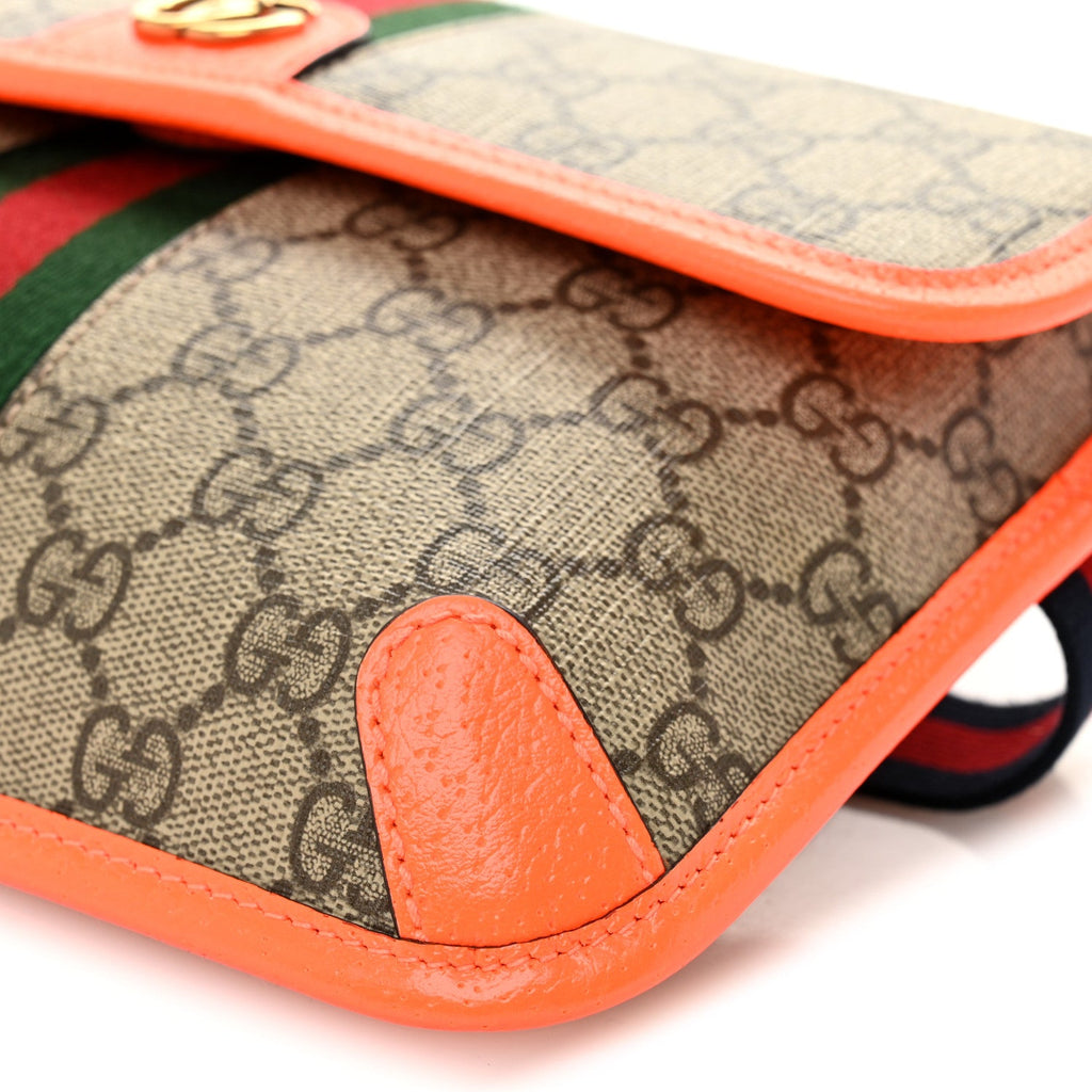 GG Supreme Monogram Web Small Ophidia Belt Bag Beige Ebony Orange Fluo product image 10, provided for visual reference and