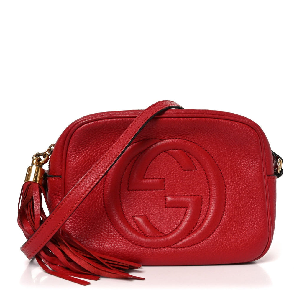 Pebbled Calfskin Small Soho Disco Bag Tabasco Red product image 1, provided for visual reference and product detail review