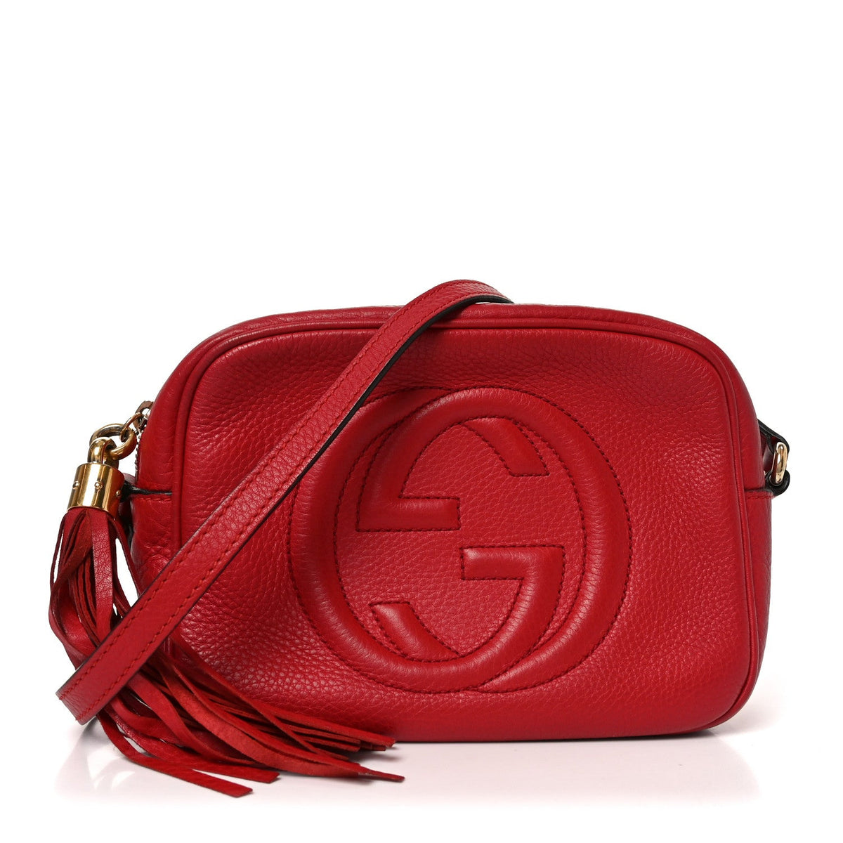 Pebbled Calfskin Small Soho Disco Bag Tabasco Red product image 1, provided for visual reference and product detail review