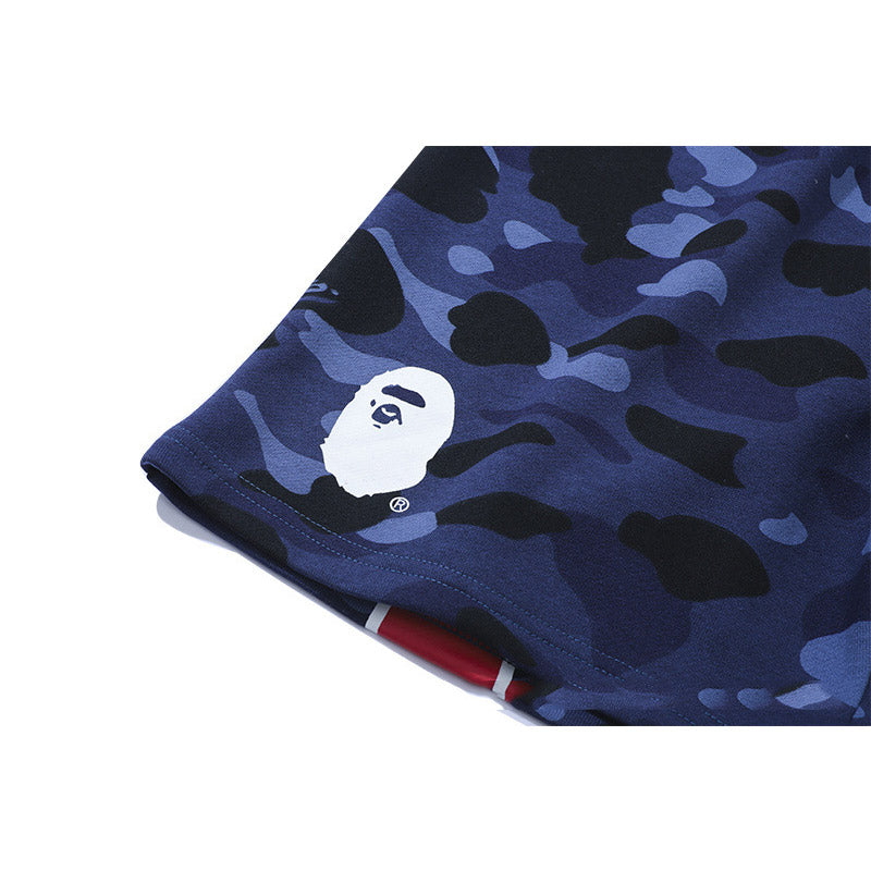 Bathing Ape Shorts Summer Large Size Loose Cropped Pants Camouflage Blue Fashion Shorts product image 4, provided for visual