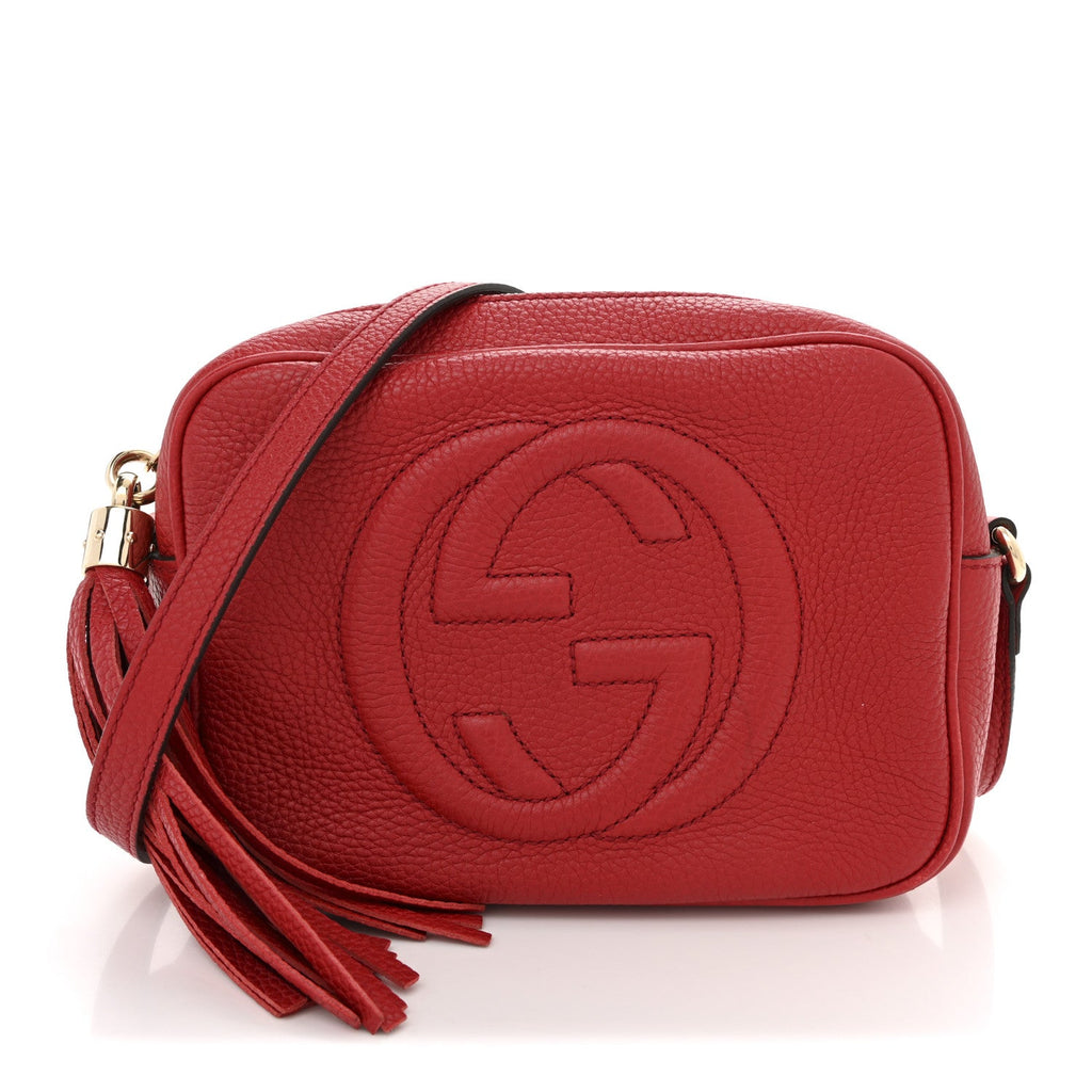 Pebbled Calfskin Small Soho Disco Bag Tabasco Red product image 1, provided for visual reference and product detail review