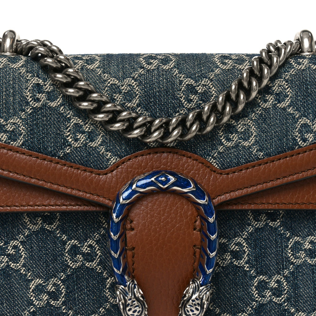 New Denim GG Monogram Dollar Calfskin Enamel Mini Dionysus Shoulder Bag Blue Tea Cuir Epilog Electric Blue product image 8,