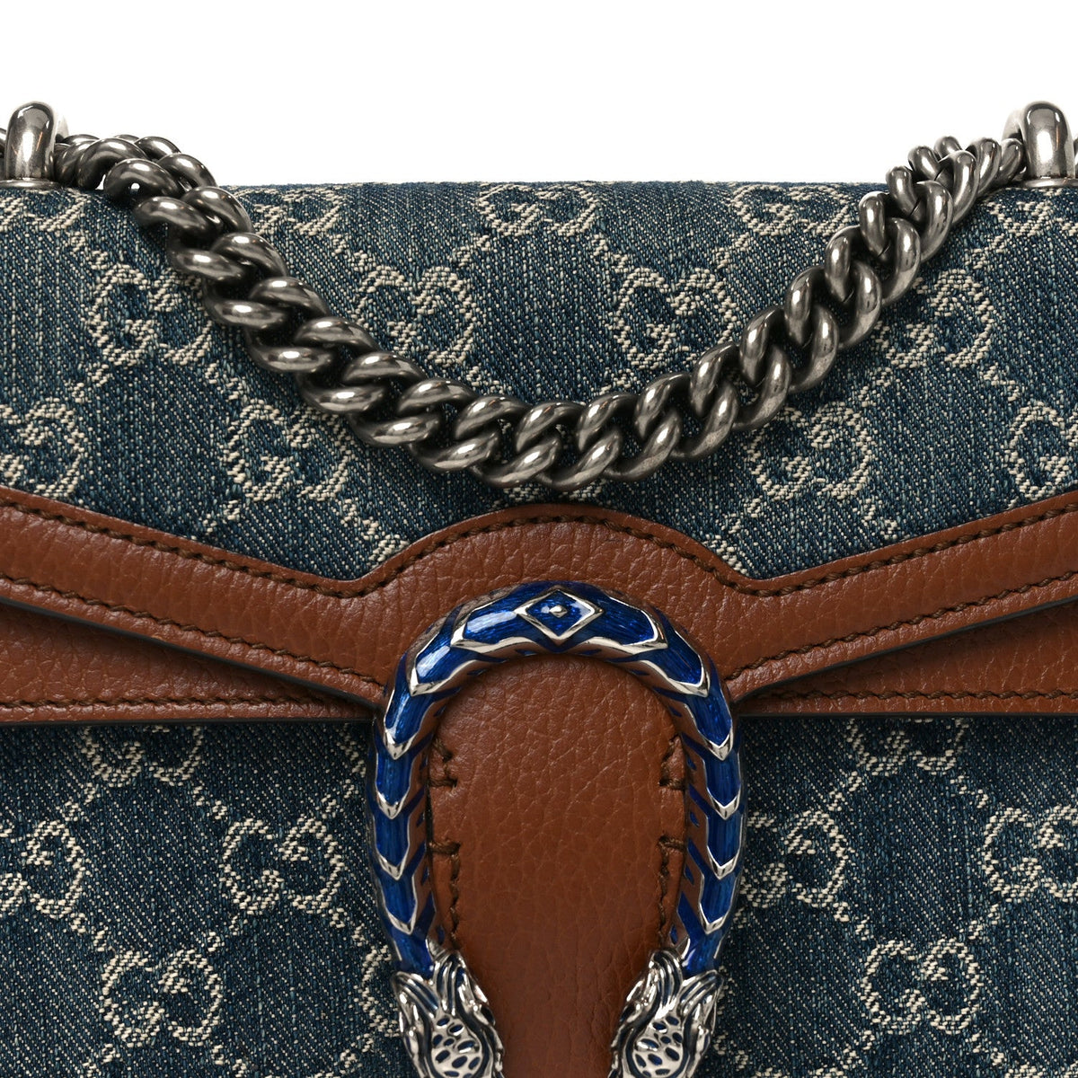 New Denim GG Monogram Dollar Calfskin Enamel Mini Dionysus Shoulder Bag Blue Tea Cuir Epilog Electric Blue product image 8,