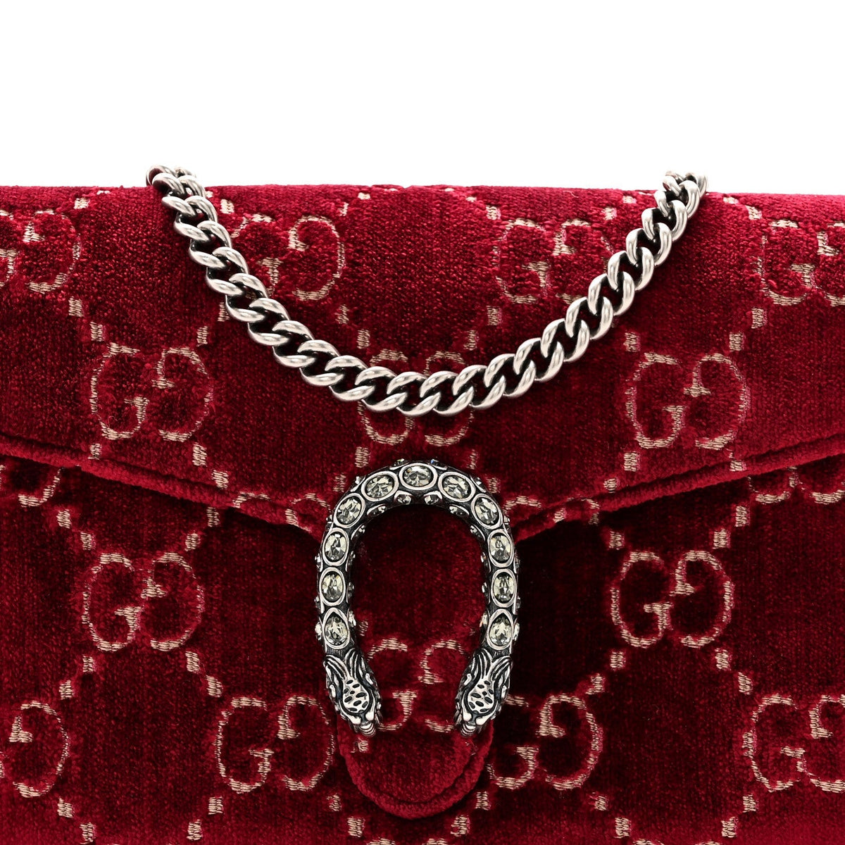 Velvet GG Monogram Mini Dionysus Chain Wallet Red Cipria product image 8, provided for visual reference and product detail