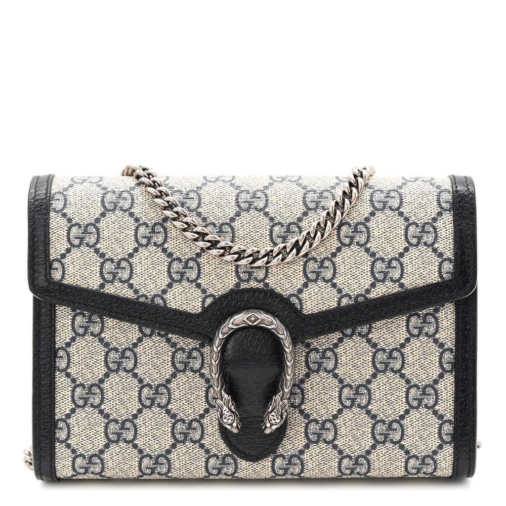 GG Supreme Monogram Textured Dollar Calfskin Mini Dionysus Chain Wallet Beige Blue product image 1, provided for visual