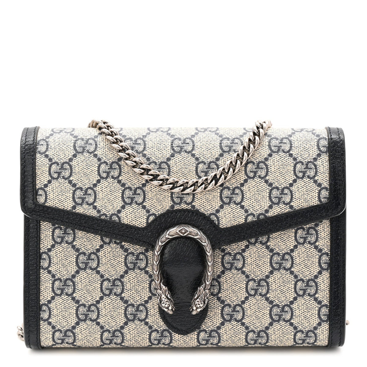 GG Supreme Monogram Textured Dollar Calfskin Mini Dionysus Chain Wallet Beige Blue product image 1, provided for visual