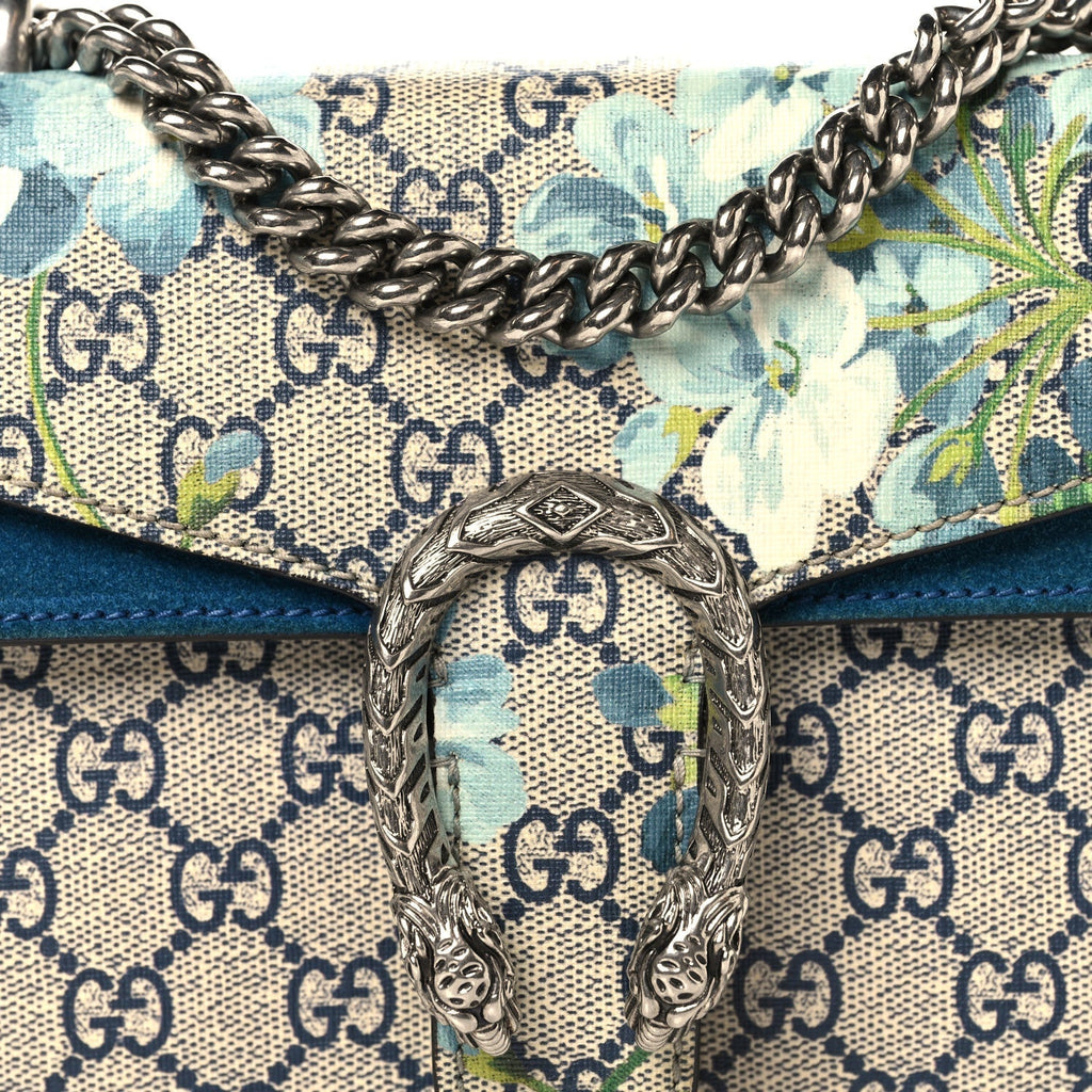 GG Supreme Monogram Blooms Mini Dionysus Shoulder Bag Beige Navy Vintage Blue product image 8, provided for visual reference