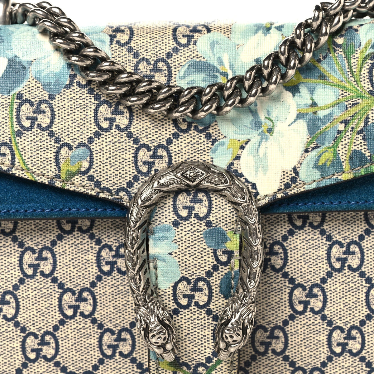 GG Supreme Monogram Blooms Mini Dionysus Shoulder Bag Beige Navy Vintage Blue product image 8, provided for visual reference