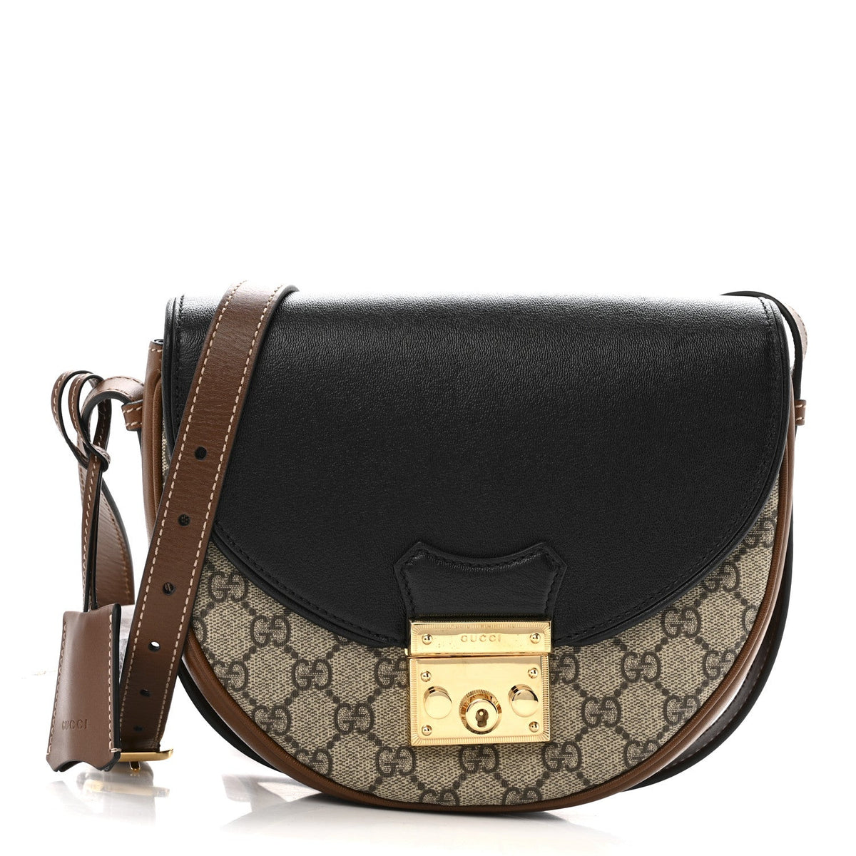 GG Supreme Monogram Calfskin Small Padlock Messenger Shoulder Bag Beige Black Cuir product image 1, provided for visual