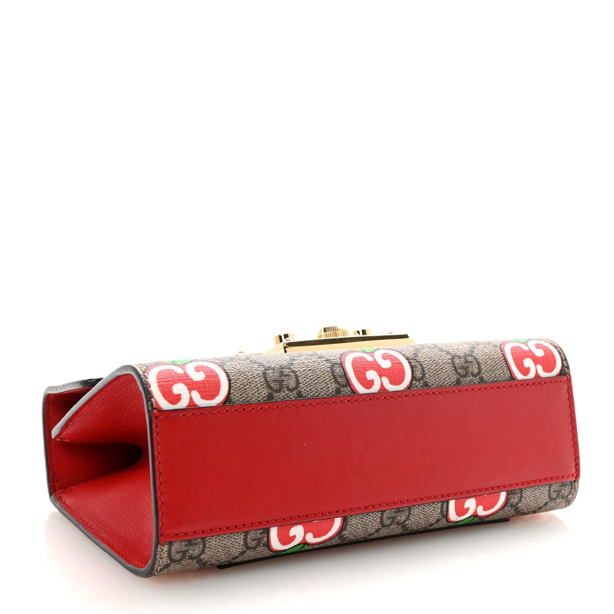 GG Supreme Monogram Apple Small Padlock Shoulder Bag Beige Multicolor Lobster Red product image 4, provided for visual