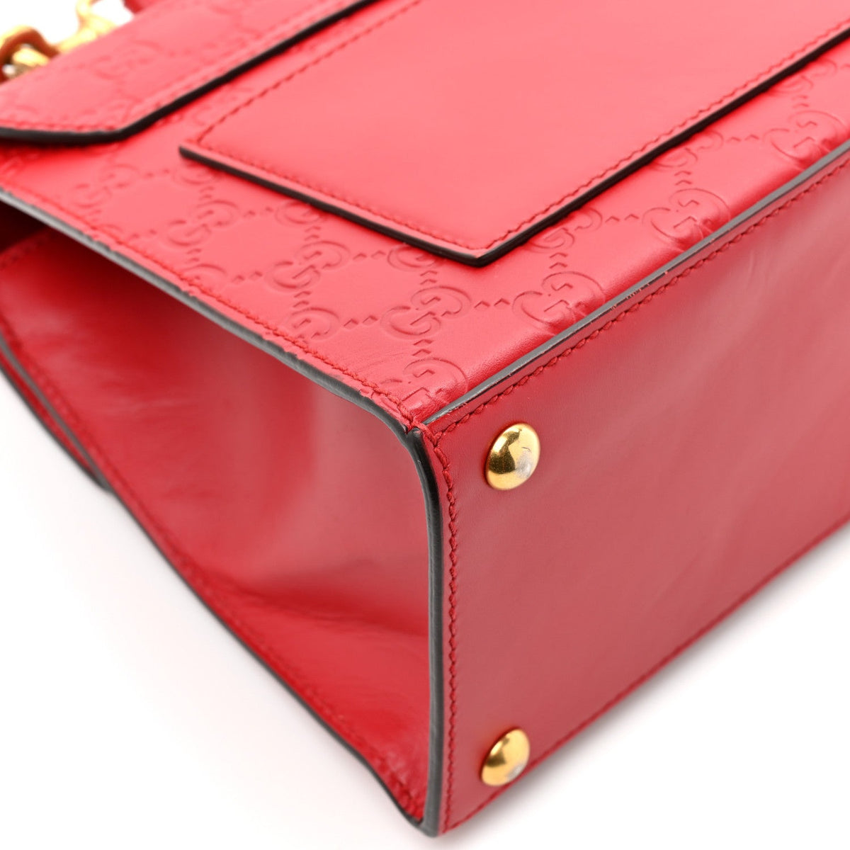 Guccissima Signature Small Padlock Top Handle Bag Hibiscus Red product image 12, provided for visual reference and product
