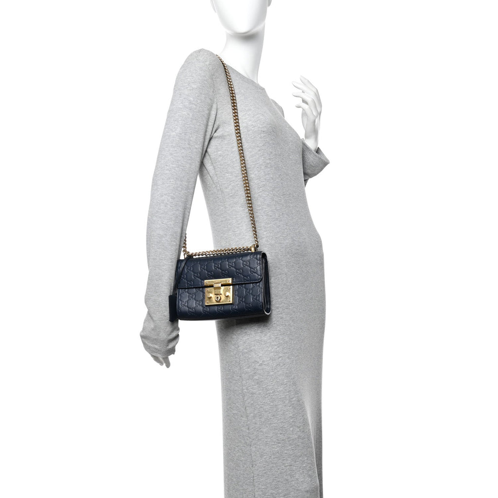 Guccissima Small Padlock Shoulder Bag Blue Agata product image 2, provided for visual reference and product detail review