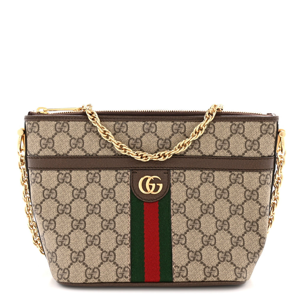 GG Supreme Monogram Web Ophidia Chain Shoulder Bag Brown product image 1, provided for visual reference and product detail