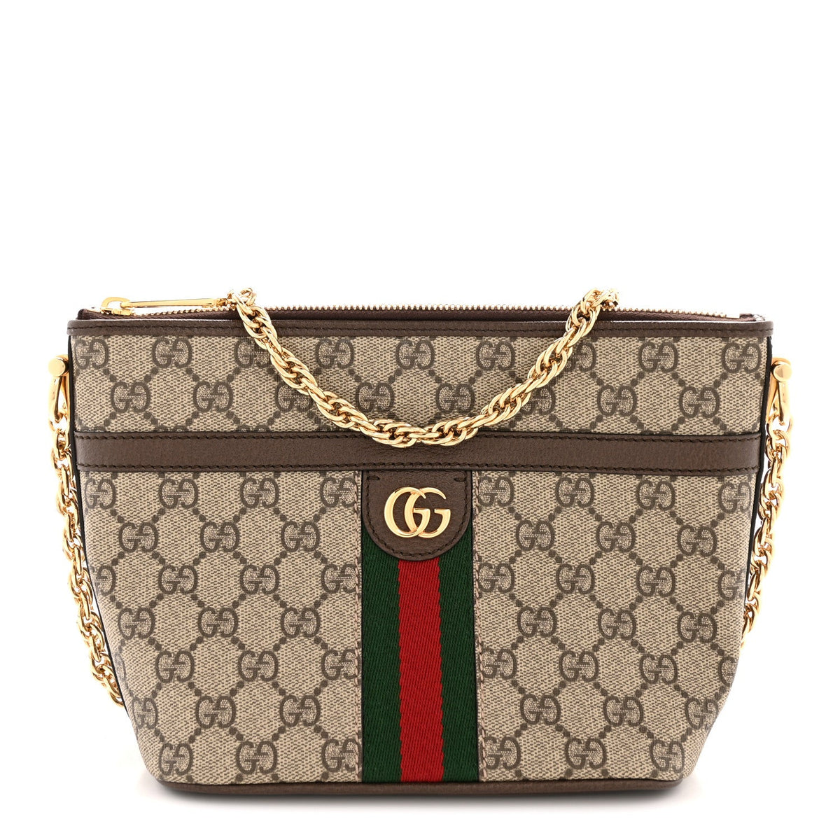 GG Supreme Monogram Web Ophidia Chain Shoulder Bag Brown product image 1, provided for visual reference and product detail