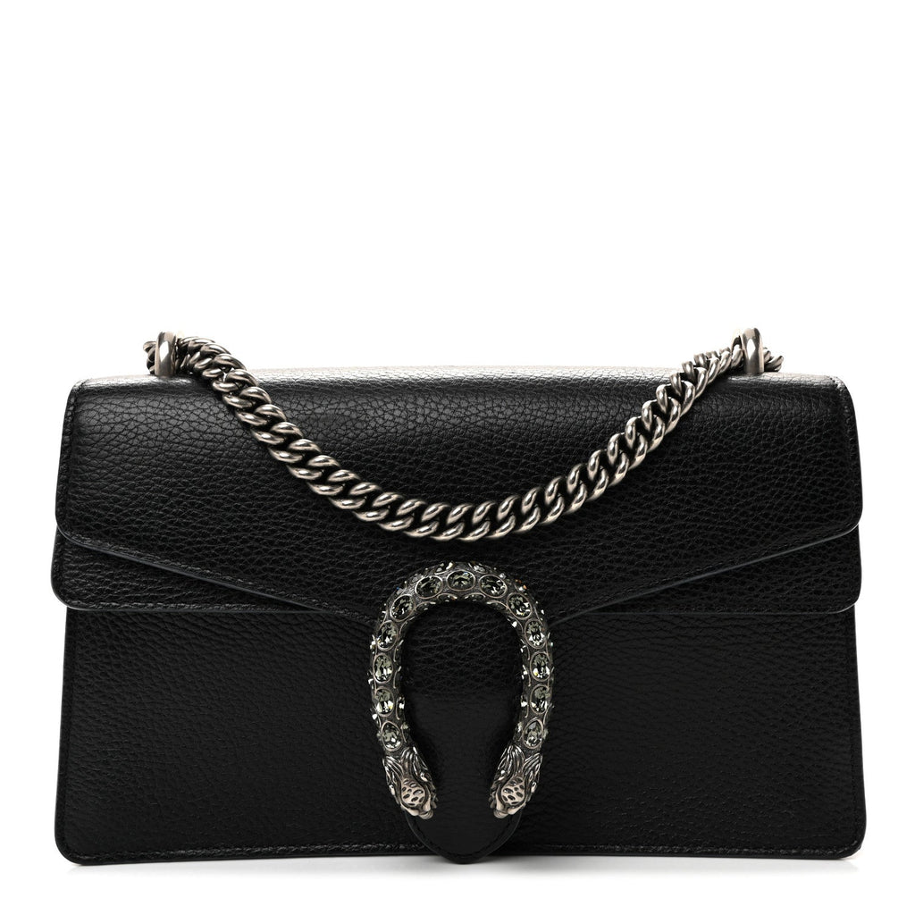 Pebbled Calfskin Small Dionysus Shoulder Bag Black product image 1, provided for visual reference and product detail review