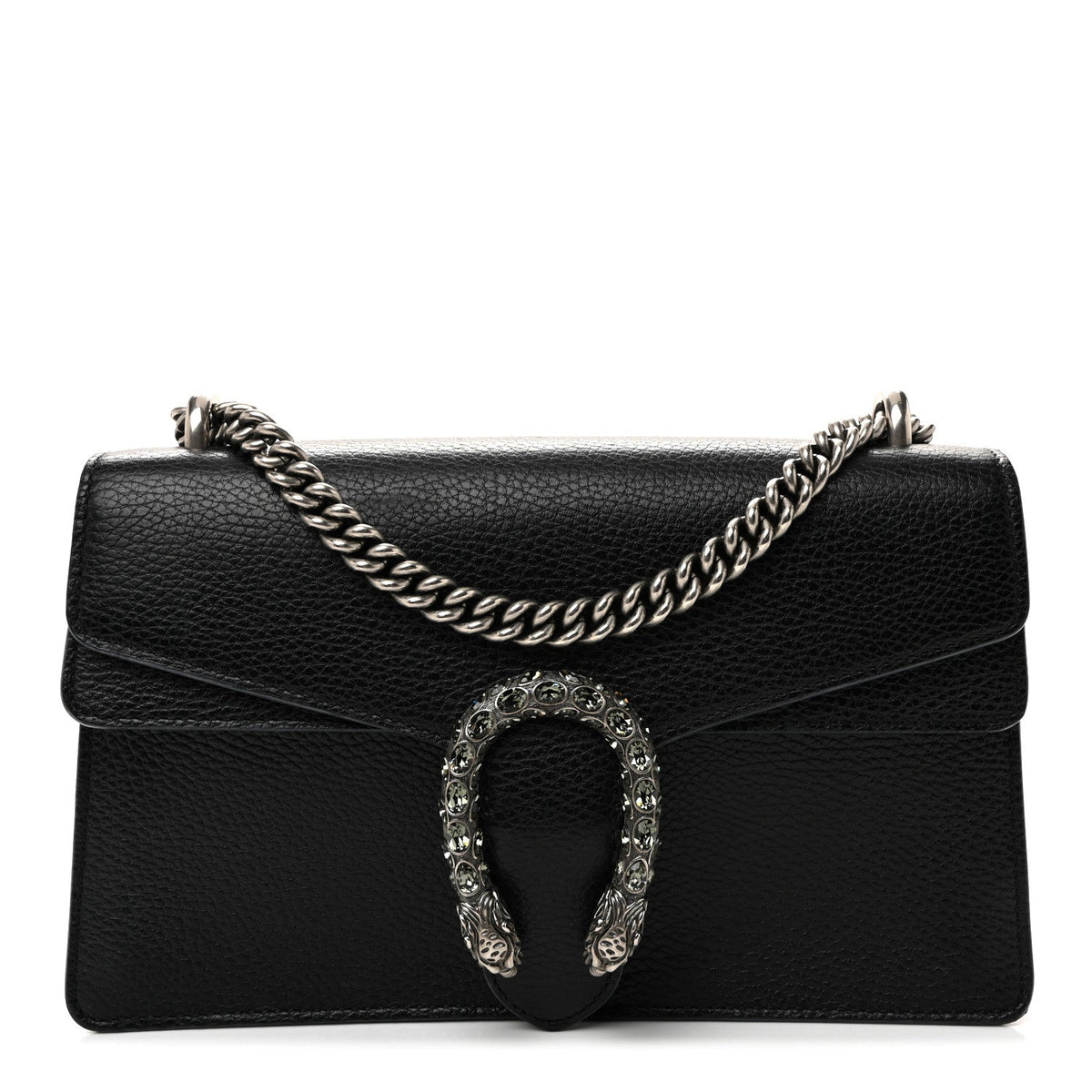 Pebbled Calfskin Small Dionysus Shoulder Bag Black product image 1, provided for visual reference and product detail review