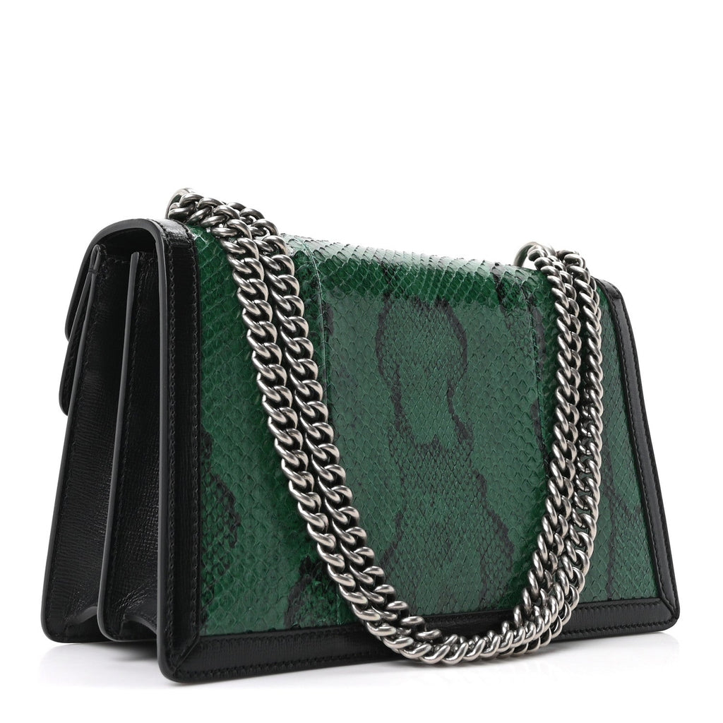 Snakeskin Enamel Small Dionysus Shoulder Bag Green product image 3, provided for visual reference and product detail review