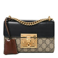 GG Supreme Monogram Calfskin Small Padlock Shoulder Bag Beige Black Cuir product image 1, provided for visual reference and