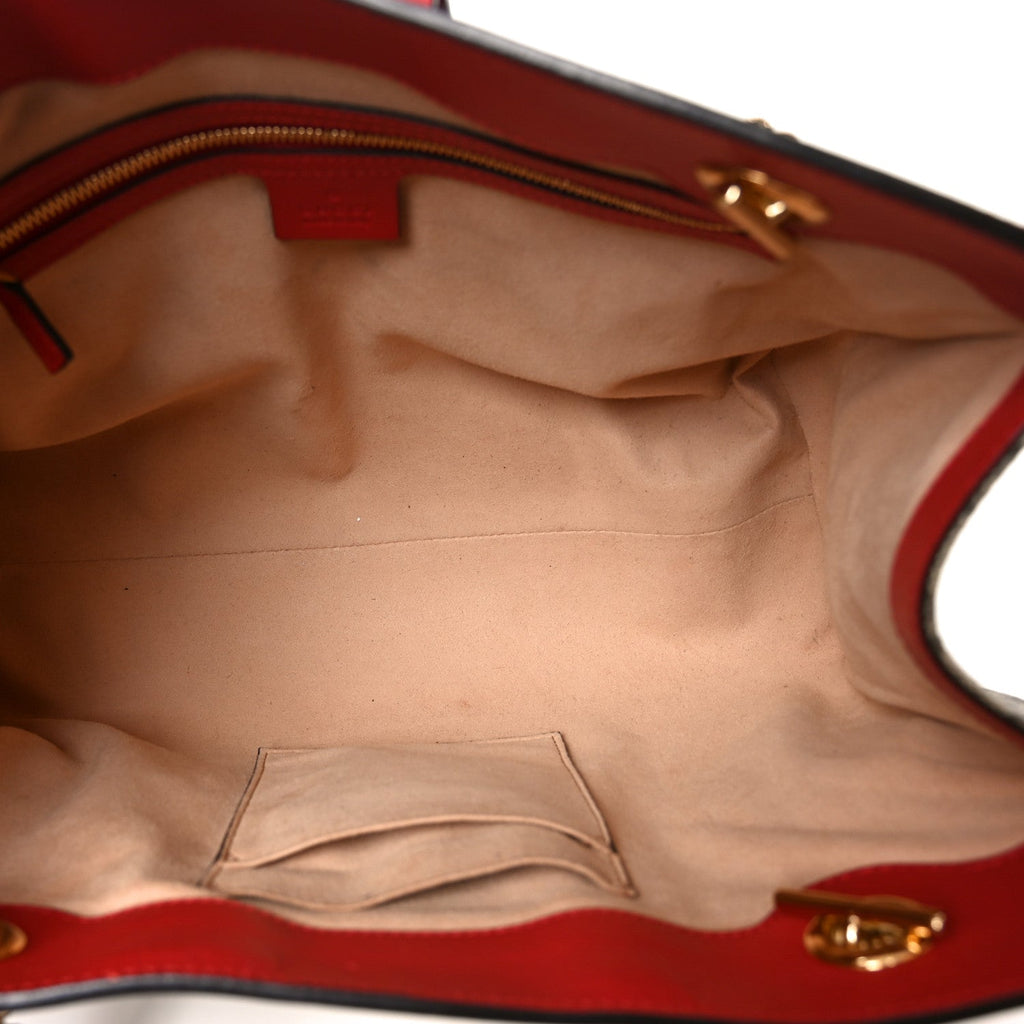 GG Supreme Monogram Medium Padlock Tote Hibiscus Red product image 5, provided for visual reference and product detail review