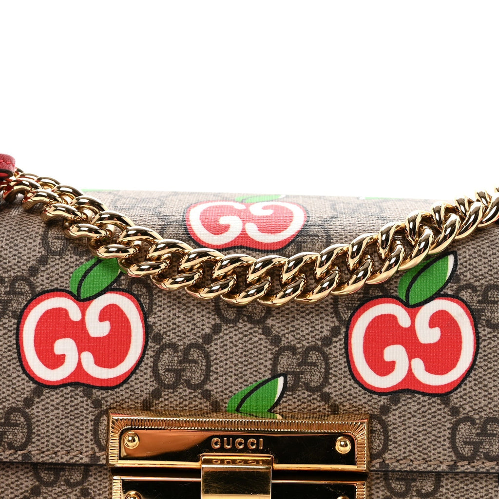 GG Supreme Monogram Apple Small Padlock Shoulder Bag Beige Multicolor Lobster Red product image 8, provided for visual