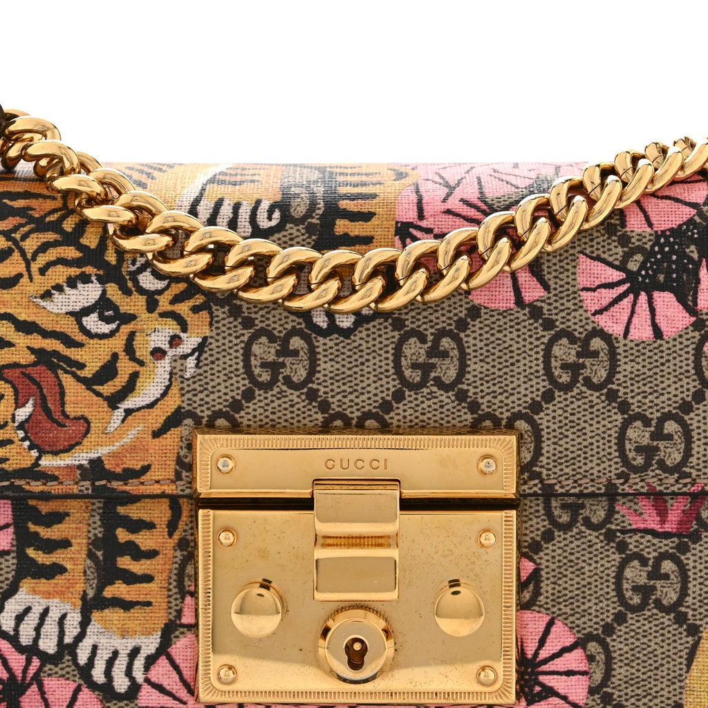 GG Supreme Monogram Bengal Small Padlock Shoulder Bag Beige Pink product image 9, provided for visual reference and product