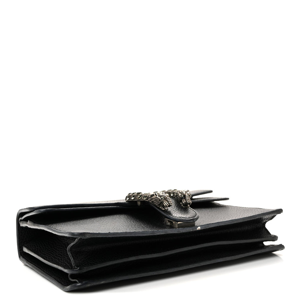 Pebbled Calfskin Small Dionysus Shoulder Bag Black product image 4, provided for visual reference and product detail review